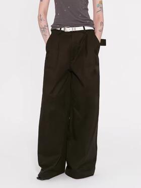 出逃赤岗西/24AWK105/解构设计感腰头双褶休闲裤