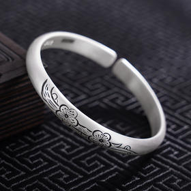 【桃花朵朵】子佩集S999银手工手镯原创设计【55061208】2407