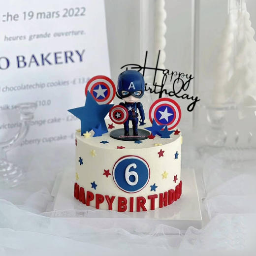 Q版美国队长儿童生日蛋糕（百分百进口动物奶油） 商品图0