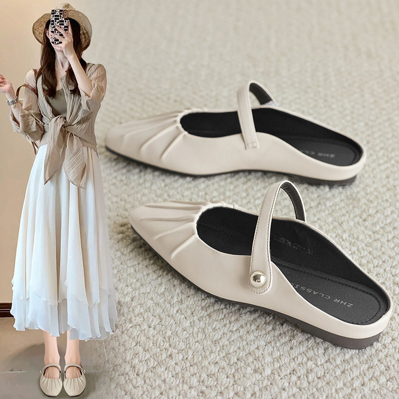 ZHR超仙包头半拖鞋女2024夏季新款懒人一脚蹬凉拖鞋玛丽珍单鞋