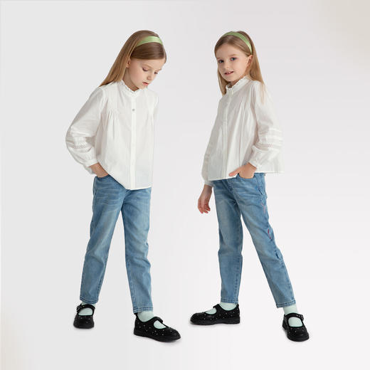 【法式浪漫风】女童立领长袖衬衣秋季新款安奈儿童装EG431575 商品图3