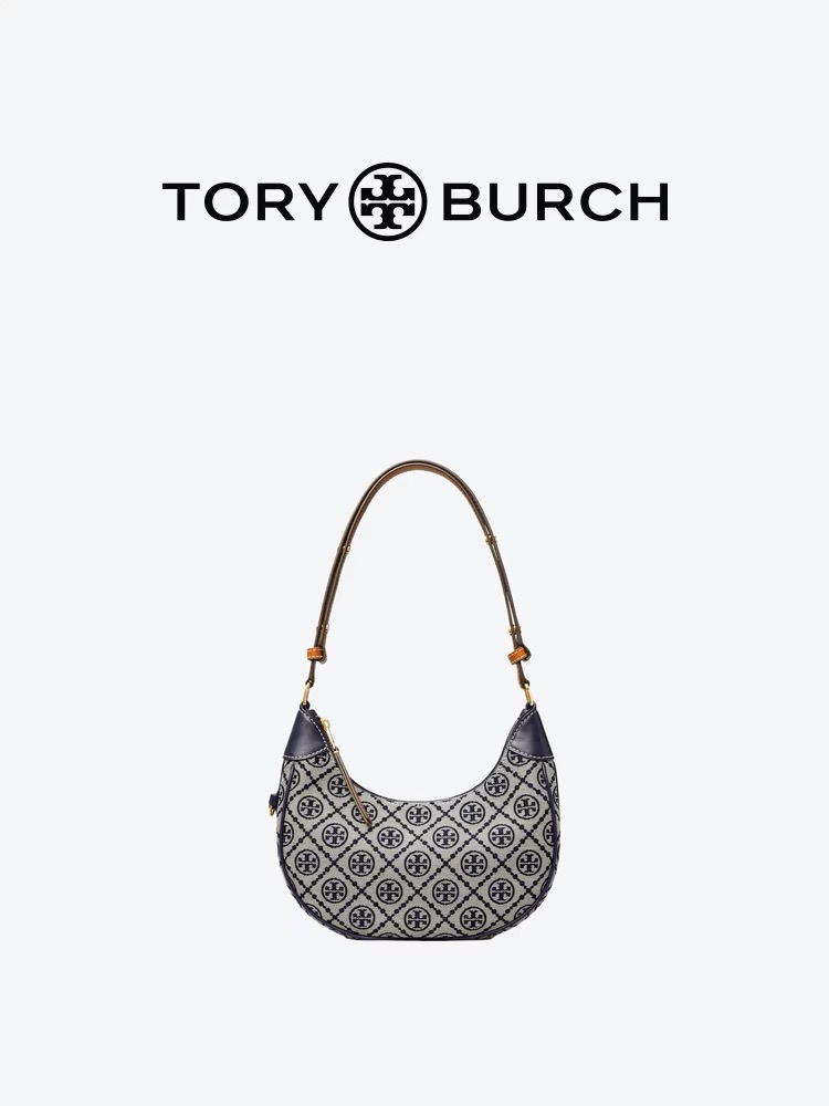 TORY BURCH 汤丽柏琦 T MONOGRAM 提花新月包 158513