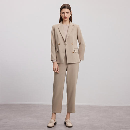 【双排扣小西装外套】24年早秋新款女士时尚通勤V领西装外套 商品图3