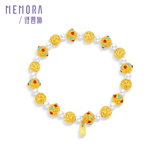 锦绣系列足金手链 花丝金珠手串 黄金珍珠手链女士礼物【按克计价黄金2】MEMORA诗普琳GB281301 商品图2