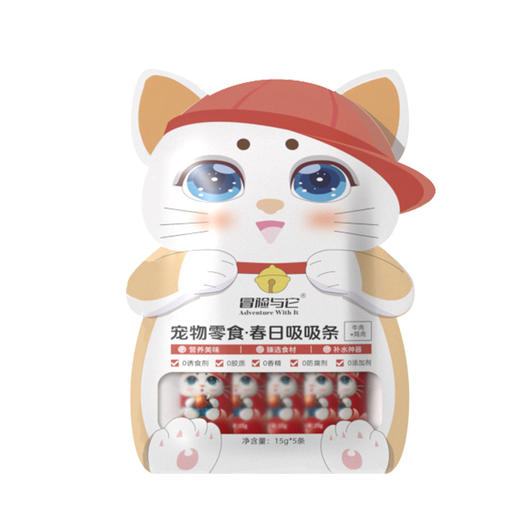 冒险与它鱼油猫条15g*5支袋装成幼猫鲜湿粮补水猫零食增肥发腮猫罐头 商品图4
