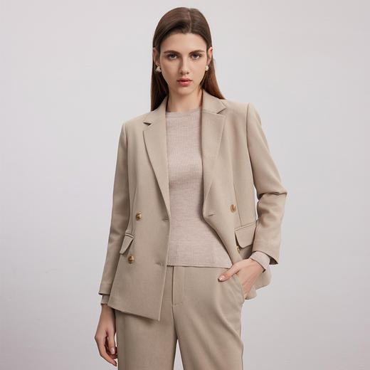 【双排扣小西装外套】24年早秋新款女士时尚通勤V领西装外套 商品图1