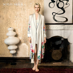 Solo seta22姆米真丝印花睡袍女桑蚕丝宽松浴袍2025丝绸秋冬新款