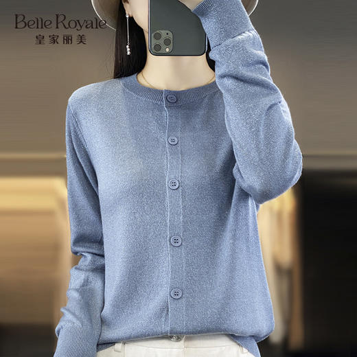 春秋针织开衫银丝针织衫女士打底上衣SZ2701 商品图0