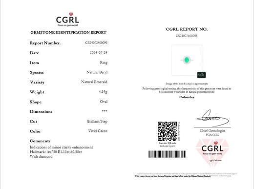 1.15ct 祖母绿戒指 商品图5