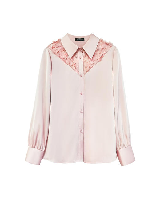 粉色立体花朵拼接衬衣 商品图0