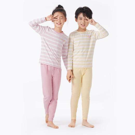 都市丽人眯雅佳保暖衣轻暖套装棉拉架薄童装儿童保暖衣棉质套装JWT1A4 商品图1