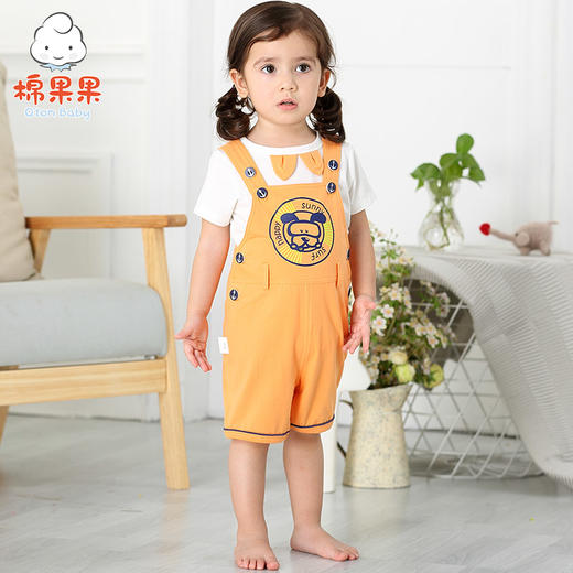 棉果果夏季男童女童卡通短袖背带裤套装M212309218255 商品图1