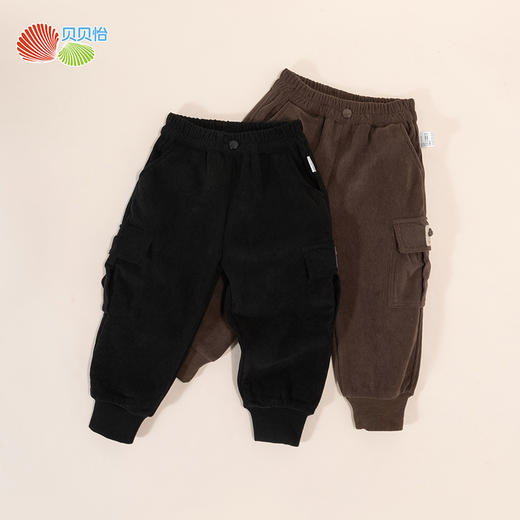 贝贝怡童装儿童加绒长裤冬季新款休闲运动裤男童秋冬保暖工装裤子ZB3DK026 商品图2