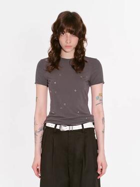 出逃赤岗西/24AWT96/设计感莱赛尔天丝短袖T恤