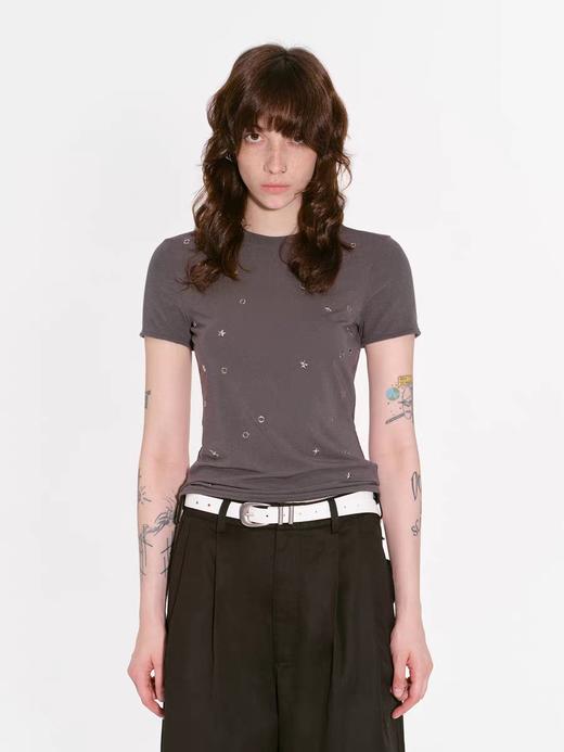 出逃赤岗西/24AWT96/设计感莱赛尔天丝短袖T恤 商品图0