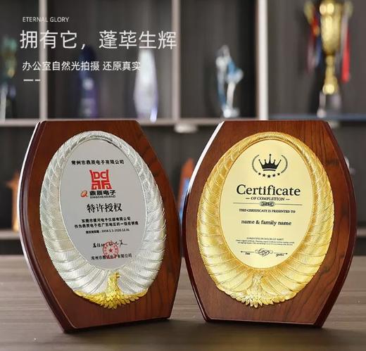 高档木质木托实木荣誉授权牌奖牌定制定做金银铜经销商代理商牌匾 商品图2