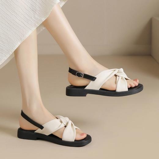 ZHR则则小香风简约时尚平底凉鞋女2024夏季新款百搭轻便韩版女鞋 商品图4