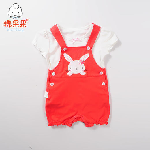 棉果果夏季短袖男童女童小兔子背带裤套装M222309218312 商品图2