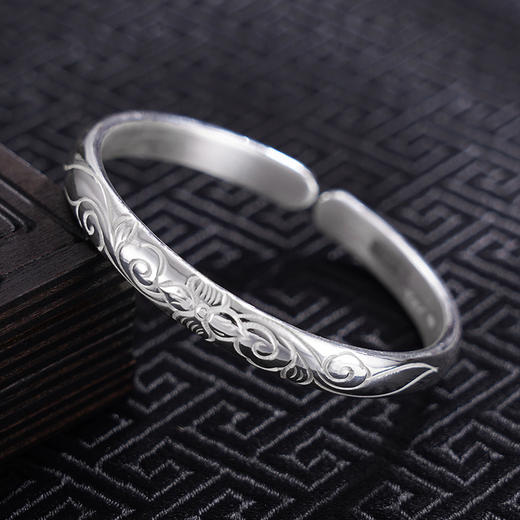 【奇花秘境】子佩集S999银手工手镯原创设计【55061115】2407 商品图3