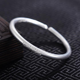 【四叶奇遇】子佩集S999银手工手镯原创设计【55063101】2407