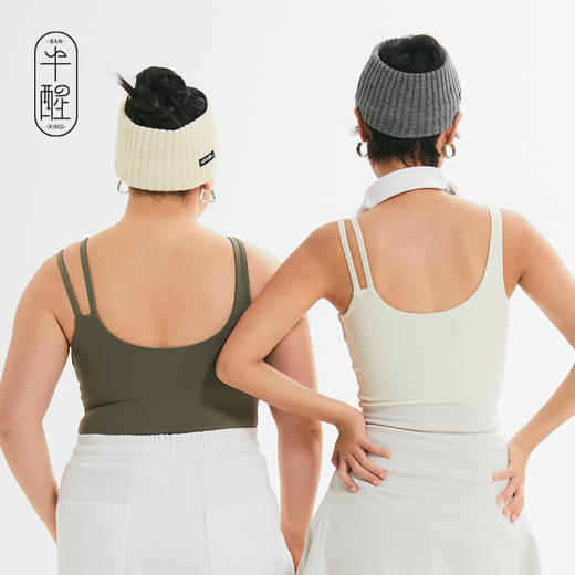 半醒夏季辣妹不对称肩带运动内衣修身显瘦背心健身服美背瑜伽服 商品图4