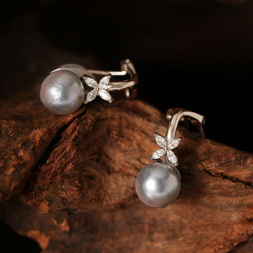 Manreya玛芮雅迷蝶银镀金真多麻海水珍珠耳夹无耳洞耳饰 商品图8