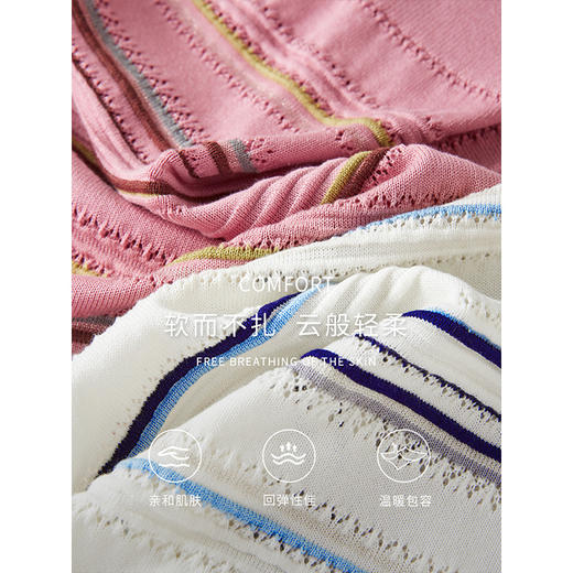 【年终特卖】熙世界多巴胺条纹打底针织衫秋季新款宽松圆领长袖法式撞色上衣 商品图2