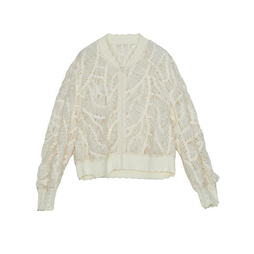 谜底T型短款外套女2024秋季新品优雅浮雕立体绣花棒球服243GW1101 商品图4