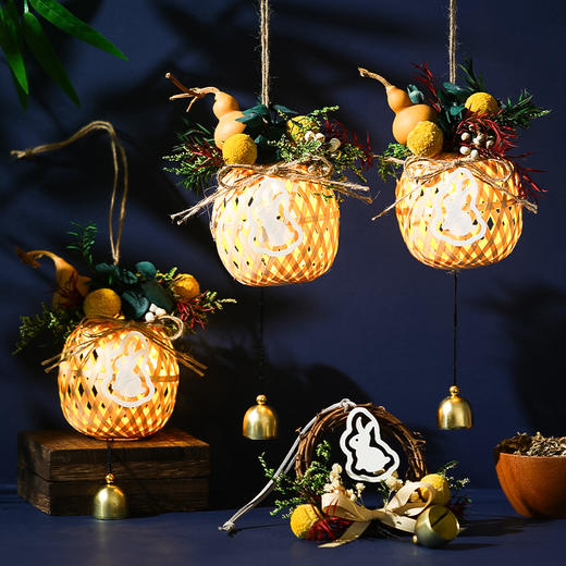 【中秋灯笼竹编手工diy材料包】新款儿童手提古风小兔子花灯挂饰 亲子手工 让小朋友体验动手乐趣 商品图1