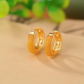 S925纯银镀金蜜蜡复古新中式，祥云镂空弯管耳环国潮气质耳夹CW-EJ00464