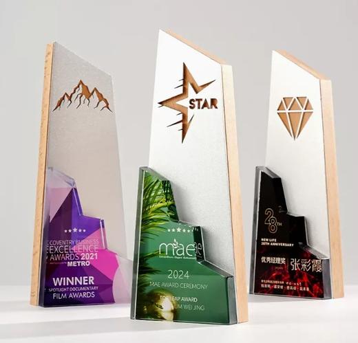 新款水晶奖杯定制木质奖牌创意金属山峰攀登企业定做荣誉纪念员工 商品图2