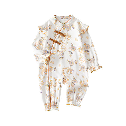 【国潮系列“凤鸣华章”偏开连体衣】婴儿连体衣四季款中国风新生儿哈衣纯棉a类满印外出爬服婴儿衣服 商品图4