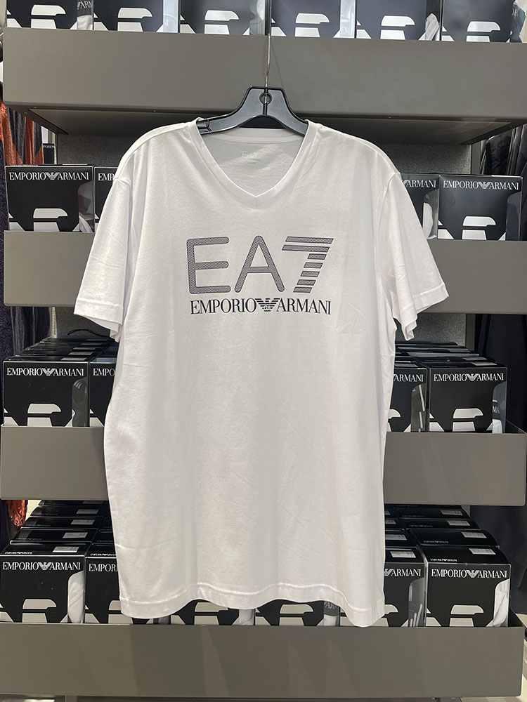 EMPORIO ARMANI/EA7 阿玛尼 男士日常休闲logo印花V领短袖T恤