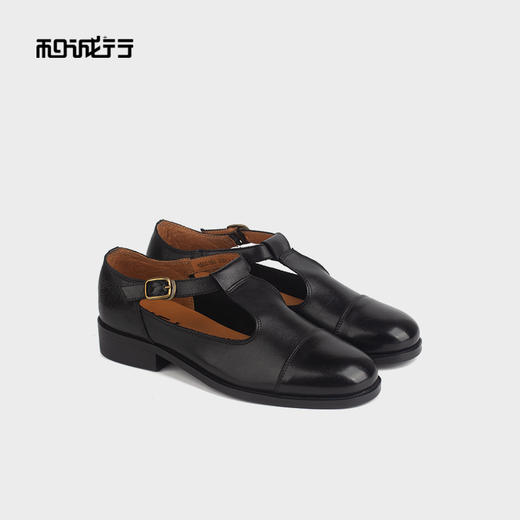 和诚行 2024秋冬新款法式复古玛丽珍女真皮粗跟百搭小皮鞋1580150 商品图4