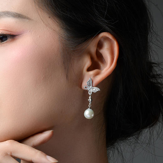 Manreya玛芮雅蝴蝶梦境爱迪生珍珠耳环气质简约百搭珍珠耳钉 商品图1
