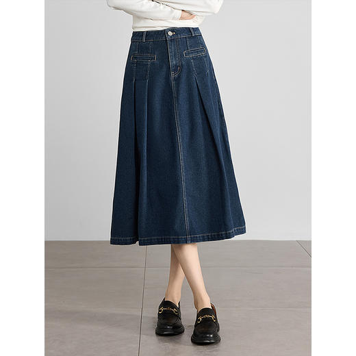 【专属秒杀价】熙世界复古气质牛仔半身裙女2025秋季新款休闲高腰宽松a字裙子 商品图2