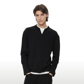 WassupHouse小v领假两件长袖T恤