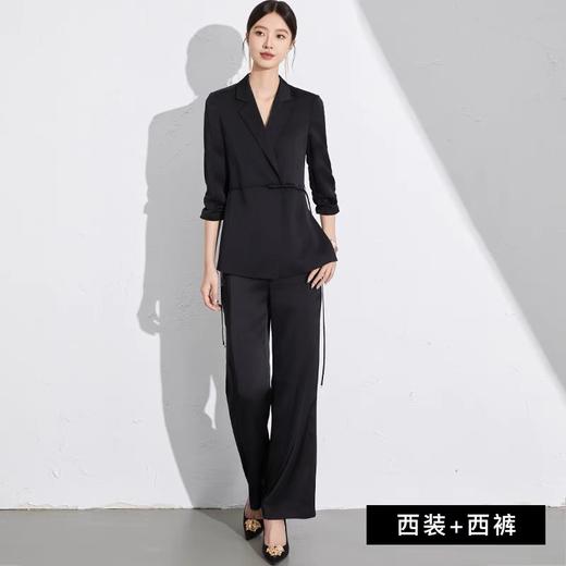 国风新中式西装套装女2024夏高级感两件套女装七分袖休闲外套薄款 商品图3