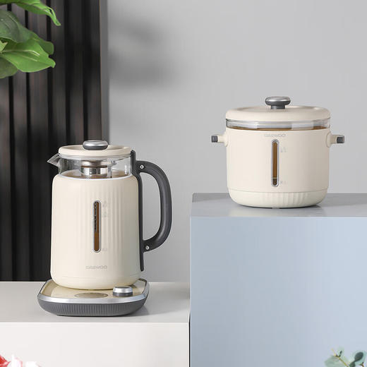 大宇（DAEWOO）煮茶壶1.8L容量家用多功能玻璃花茶烧水壶办公室养生壶 DYYS-12Y18养生壶+电煮锅 1.8L 商品图1