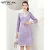 未风紫色蕾丝连衣裙女秋2024年秋季新款女装气质显瘦长袖减龄裙子 商品缩略图0