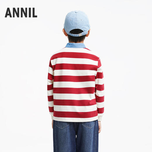 男童撞色翻领条纹T新款安奈儿童装实体店同款AB431562 商品图2