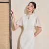 精致典雅小立领荷叶袖连衣裙女春季新款修身古典新式旗袍V0740443 商品缩略图2
