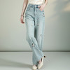 烫钻牛仔裤夏季高腰显瘦中国风刺绣AYK12378 商品缩略图0