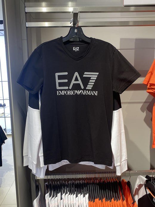EMPORIO ARMANI/EA7 阿玛尼 男士日常休闲logo印花V领短袖T恤 商品图1