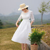 圆领七分袖系带，蕾丝拼接苎麻连衣裙TT96125 商品缩略图2