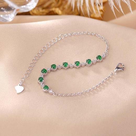 【光摇梦影】S925银翡翠八连珠手链【CW-SL11647】 商品图1