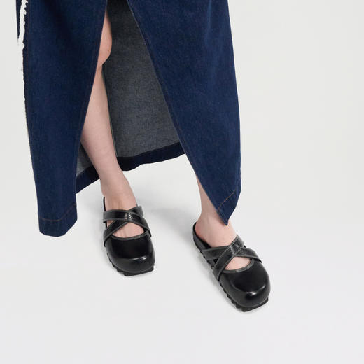 赵露思同款lost in echo2024秋季新款休闲牛皮交叉条带包头勃肯鞋外穿拖鞋女 商品图3