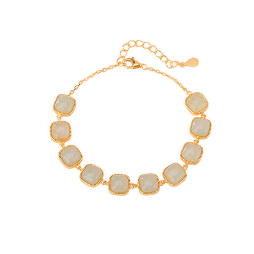 【骄阳踏水】S925银镀金和田玉晴水玉手链【CW-SL11648】 商品图4