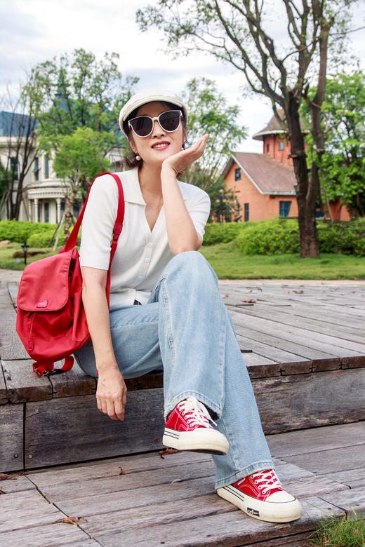 法式POLO小翻领中袖针织衫 商品图1