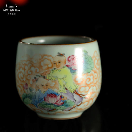 问鼎汝瓷鼎峰系列天青金钟杯（童子戏荷） 商品图2